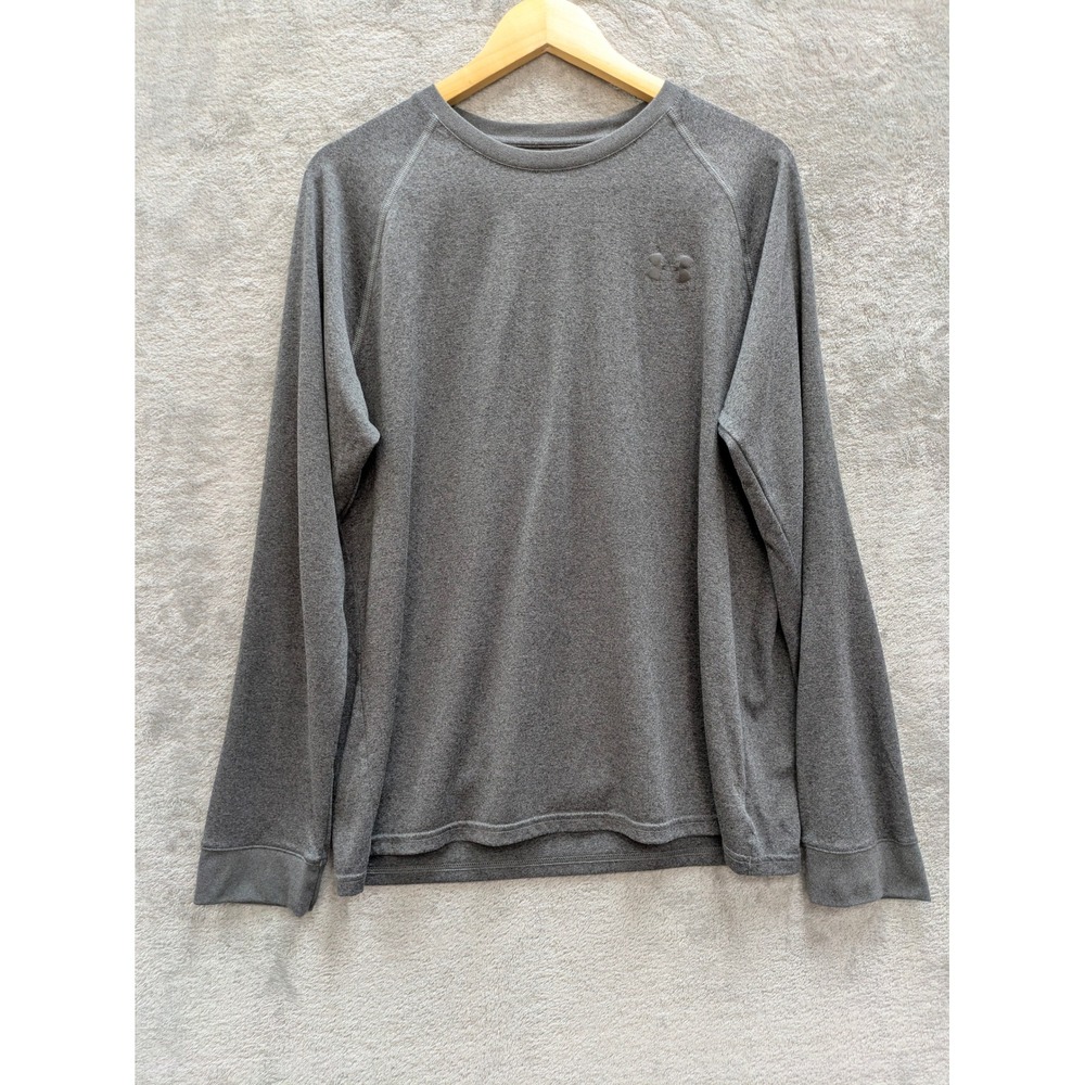 Athletic Long Sleeve Shirt Mens Medium Gray Under Armour HeatGear Loose Fit
